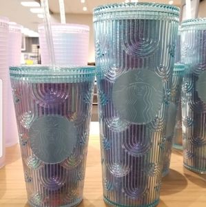 2 NEW 2022 Spring Iridescent Core Starbucks 24oz and 16oz tumbler